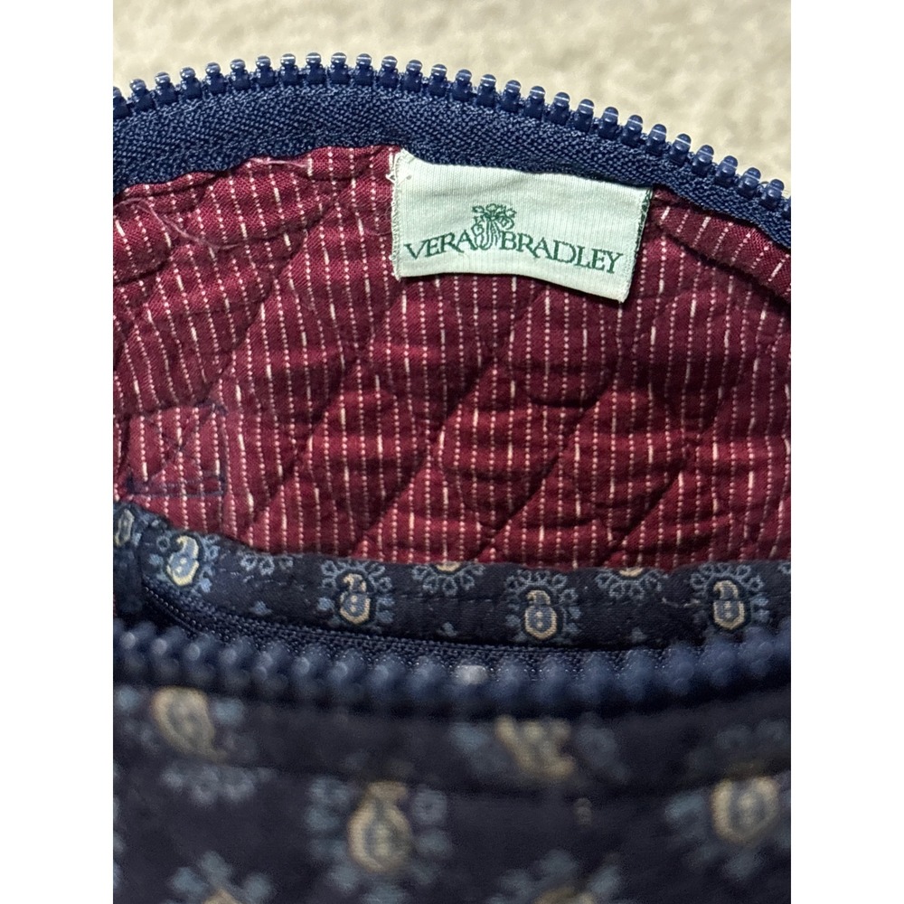 Vera Bradley Quilted Cotton Cosmetic Bag Navy Blue Paisley Travel Toiletry Pouch - Picture 8 of 9